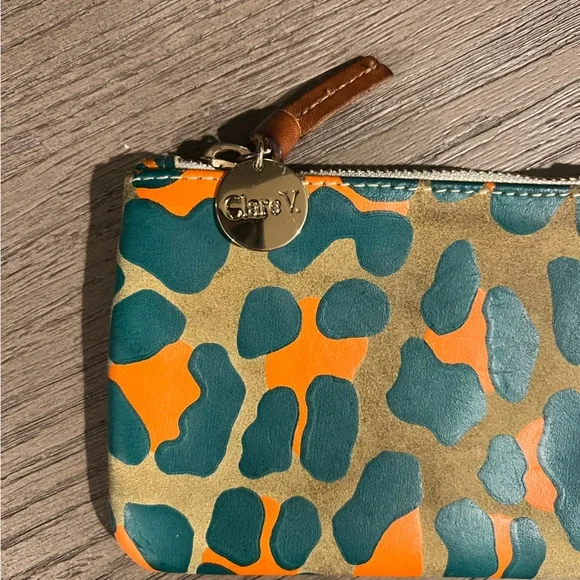 Clare V Multicolor Abstract Animal Print Zip Wallet - Picture 3 of 4